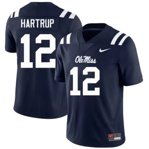 College Football #12 Ole Miss Izaiah Hartrup 2025-26 Men's Navy Jerseys 764302-159