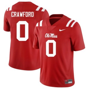 College Football Mens Red Official #0 Forward Rebels Jalyn Crawford Jersey 848822-887
