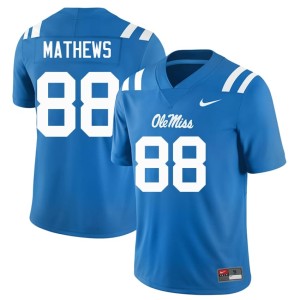College Football Miss Rebels #88 Jase Mathews Powder Blue Embroidery Men's Jerseys 915767-664