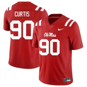 College Football #90 Red Jayden Curtis University University of Mississippi Mens Jerseys 998360-700