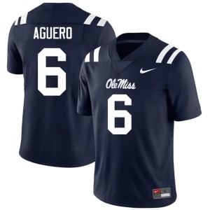 College Football UM Rebels #6 Navy Joenel Aguero Men's Alumni Jerseys 541019-695
