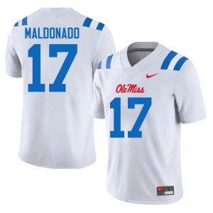 College Football Ole Mississippi Jonathan Maldonado #17 Mens White Embroidery Jersey 293548-156