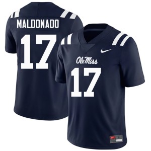 College Football Ole Mississippi Jonathan Maldonado Navy Official Men's #17 Jerseys 355416-124