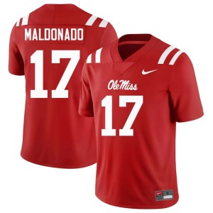 College Football Men #17 Jonathan Maldonado Embroidery Red Mississippi Jersey 705464-345