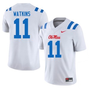 College Football Mens High School White #11 Mississippi Rebels Jordan Watkins Jerseys 597551-712