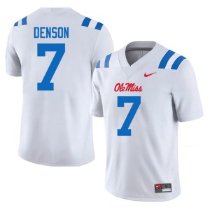 College Football Mens #7 University of Mississippi White Sharif Denson NCAA Jersey 588326-307