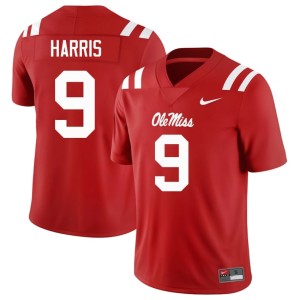 College Football #9 Official Red Tre Harris Ole Miss Mens Jerseys 930434-465