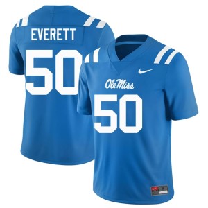 College Football Powder Blue Embroidery Troy Everett Men's #50 Ole Miss Jersey 324470-173