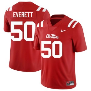 College Football Red #50 Mississippi Mens University Troy Everett Jerseys 841686-619