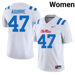 College Football White Women's #47 High School Forward Rebels Anthony Aguirre Jerseys 584829-724