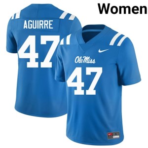 College Football Powder Blue Stitched Ole Miss #47 Womens Anthony Aguirre Jerseys 103522-746