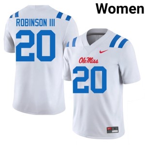College Football Womens Official #20 Mississippi Rebels Anthony Robinson III White Jerseys 228079-237