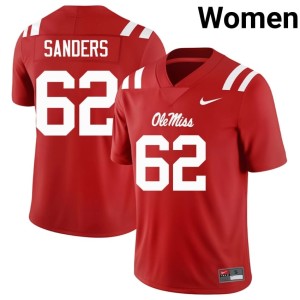 College Football Hotty Toddy Stitched #62 Brycen Sanders Red Women's Jerseys 897066-270
