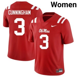 College Football Alumni Womens #3 Caleb Cunningham Ole Miss Red Jersey 336489-857