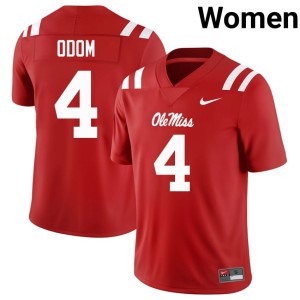 College Football #4 Red Women's Caleb Odom Ole Miss NCAA Jerseys 897127-172
