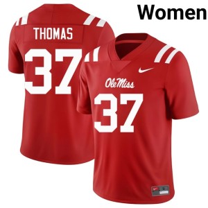 College Football #37 High School Cortez Thomas Womens Ole Miss Red Jersey 276652-948