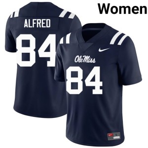 College Football 2025 Dillon Alfred Ole Mississippi Rebels Navy #84 Women Jersey 784219-529