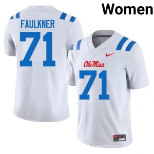 College Football #71 White Ole Mississippi Women Emanuel Faulkner NCAA Jersey 542900-801