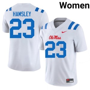 College Football 2025 Womens George Hamsley #23 White Ole Miss Rebels Jerseys 982559-462