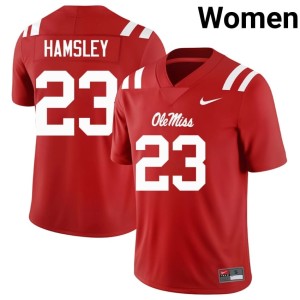 College Football Ole Mississippi George Hamsley Red #23 Women Embroidery Jersey 105384-551