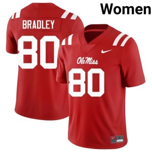 College Football #80 Ole Miss Hayden Bradley Women Red High School Jerseys 117938-572