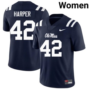 College Football Women's Ole Miss Jack Harper Navy 2025 #42 Jerseys 253727-199