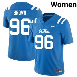 College Football #96 Women Powder Blue University of Mississippi Jamarious Brown Official Jerseys 422679-638