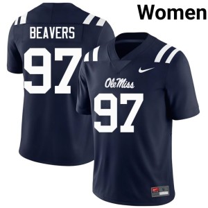 College Football Navy #97 Kamron Beavers Alumni Ole Miss Womens Jerseys 775186-913