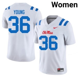 College Football 2025-26 Keon Young White Rebels Women #36 Jerseys 242552-472