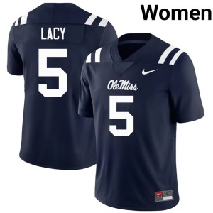 College Football Navy Kewan Lacy Women #5 NCAA Forward Rebels Jerseys 768046-952