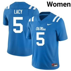 College Football #5 Kewan Lacy Powder Blue Ole Mississippi Alumni Women's Jerseys 273833-321