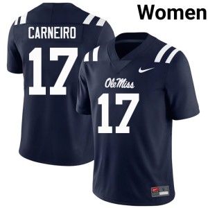 College Football #17 Navy Lucas Carneiro Game Miss Rebels Womens Jerseys 595049-324