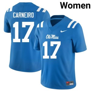 College Football Powder Blue #17 Alumni Lucas Carneiro Women's Ole Miss Rebels Jersey 628244-127