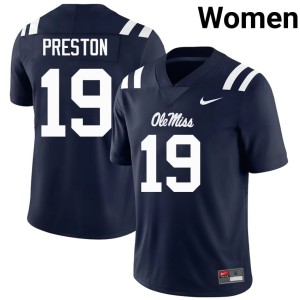College Football MJ Preston #19 High School University of Mississippi Women's Navy Jerseys 150757-148