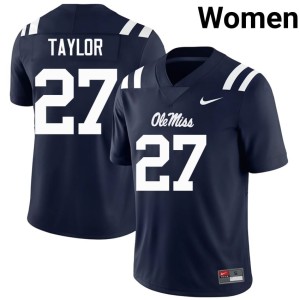 College Football Game Macaleb Taylor Navy #27 Women's Mississippi Rebels Jerseys 324260-183