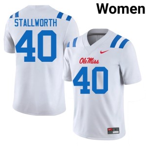 College Football White Micah Stallworth #40 Women's Limited Ole Mississippi Jerseys 559220-858
