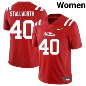 College Football Red Micah Stallworth Mississippi #40 Official Women's Jersey 609659-990