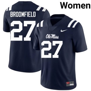 College Football Women's Pat Broomfield Mississippi Navy Stitched #27 Jerseys 765815-509
