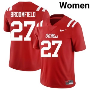 College Football Pat Broomfield Ole Miss NCAA #27 Red Women Jerseys 951762-283