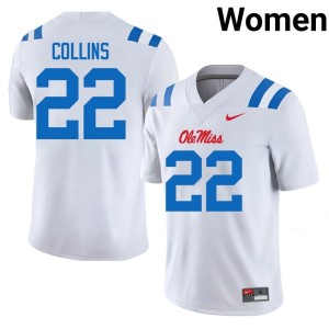 College Football White #22 Raymond Collins Women Replica University of Mississippi Jerseys 542361-505