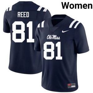 College Football Mississippi Replica Women #81 Navy Samari Reed Jerseys 151338-462