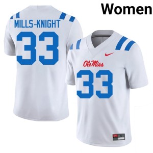 College Football #33 Ole Miss Shekai Mills-Knight White Womens Limited Jerseys 668766-693