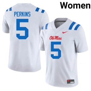 College Football Women Mississippi #5 Suntarine Perkins Limited White Jerseys 976888-166