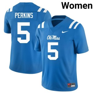 College Football Women's Suntarine Perkins #5 Powder Blue Alumni Ole Mississippi Rebels Jerseys 112818-158