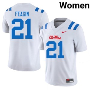 College Football Forward Rebels High School Womens #21 White Tavoy Feagin Jerseys 242318-606