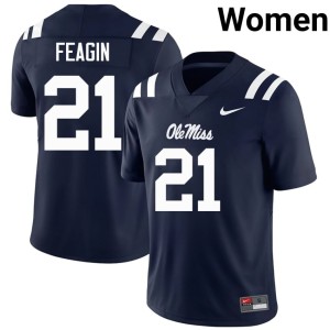 College Football Ole Miss Women's #21 Tavoy Feagin Game Navy Jerseys 151359-785