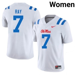 College Football White Mississippi Rebels #7 Traylon Ray Women Alumni Jerseys 388758-529