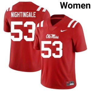 College Football Ole Mississippi Red Trey Nightingale Women 2025 #53 Jerseys 103338-852