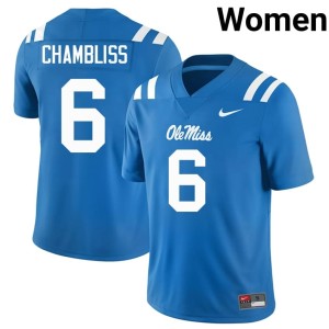 College Football Ole Miss Women Player Trinidad Chambliss #6 Powder Blue Jerseys 663445-506