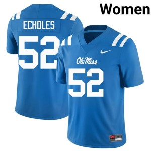 College Football Ole Mississippi Will Echoles #52 Womens High School Powder Blue Jersey 544223-975